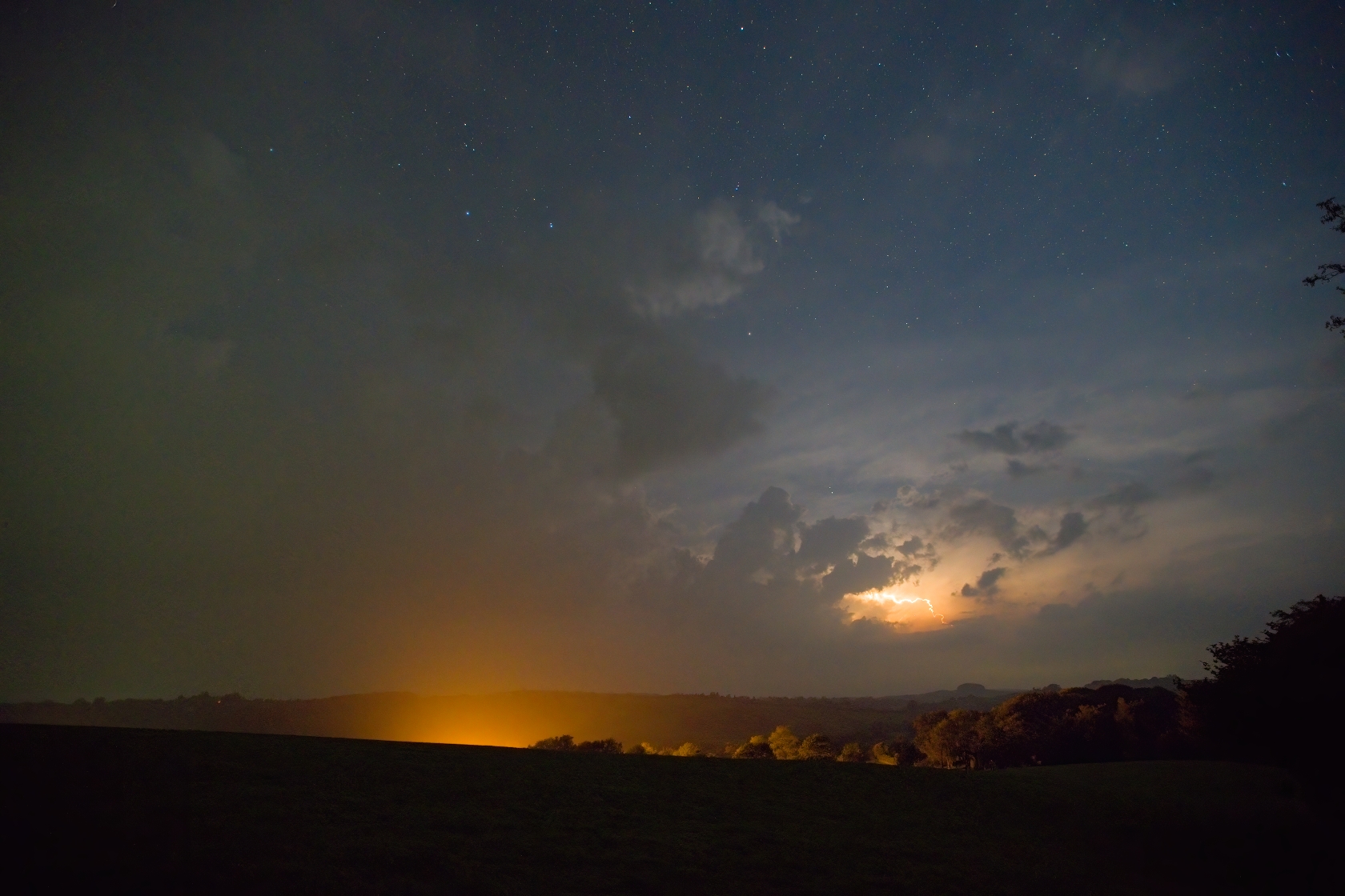 Thunderstorms over Dolau, Penybont in Wales